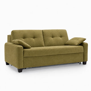 Sofa AURA 3 osobowa z funkcją spania codziennego stelaż włoski z materacem 160 cm z pojemnikiem na drewnianych nóżkach