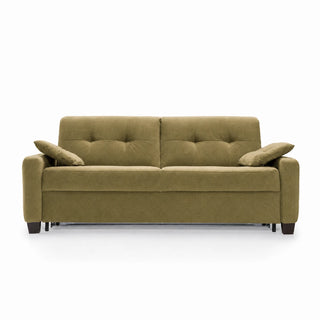 Sofa AURA 3 osobowa z funkcją spania codziennego stelaż włoski z materacem 160 cm z pojemnikiem na drewnianych nóżkach