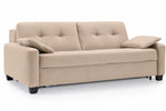 Sofa AURA 3 osobowa z funkcją spania codziennego stelaż włoski z materacem 160 cm z pojemnikiem na drewnianych nóżkach