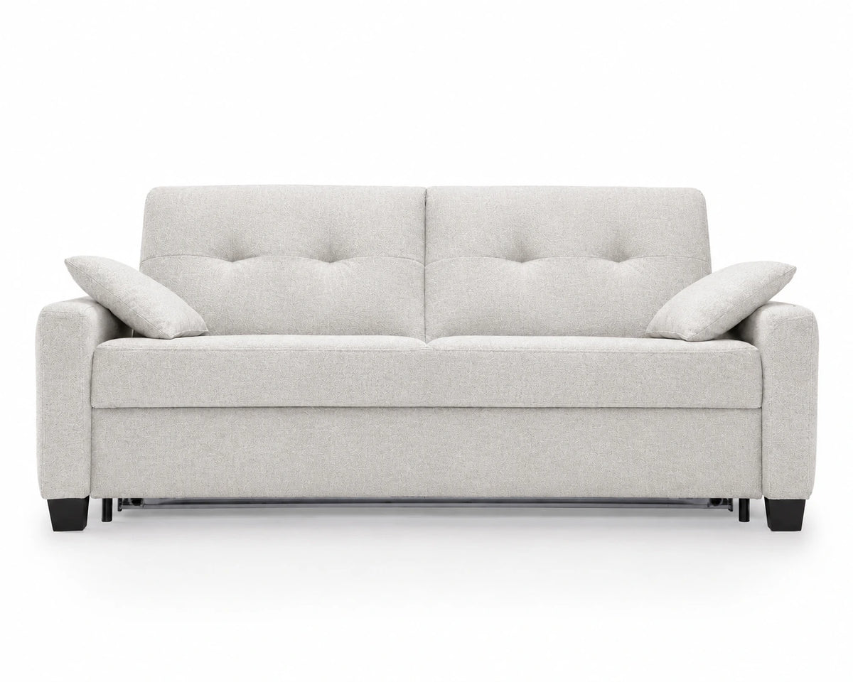 AURA 3-seater sofa with daily sleeping function, Italian frame, 160 cm mattress with container, on wooden legs