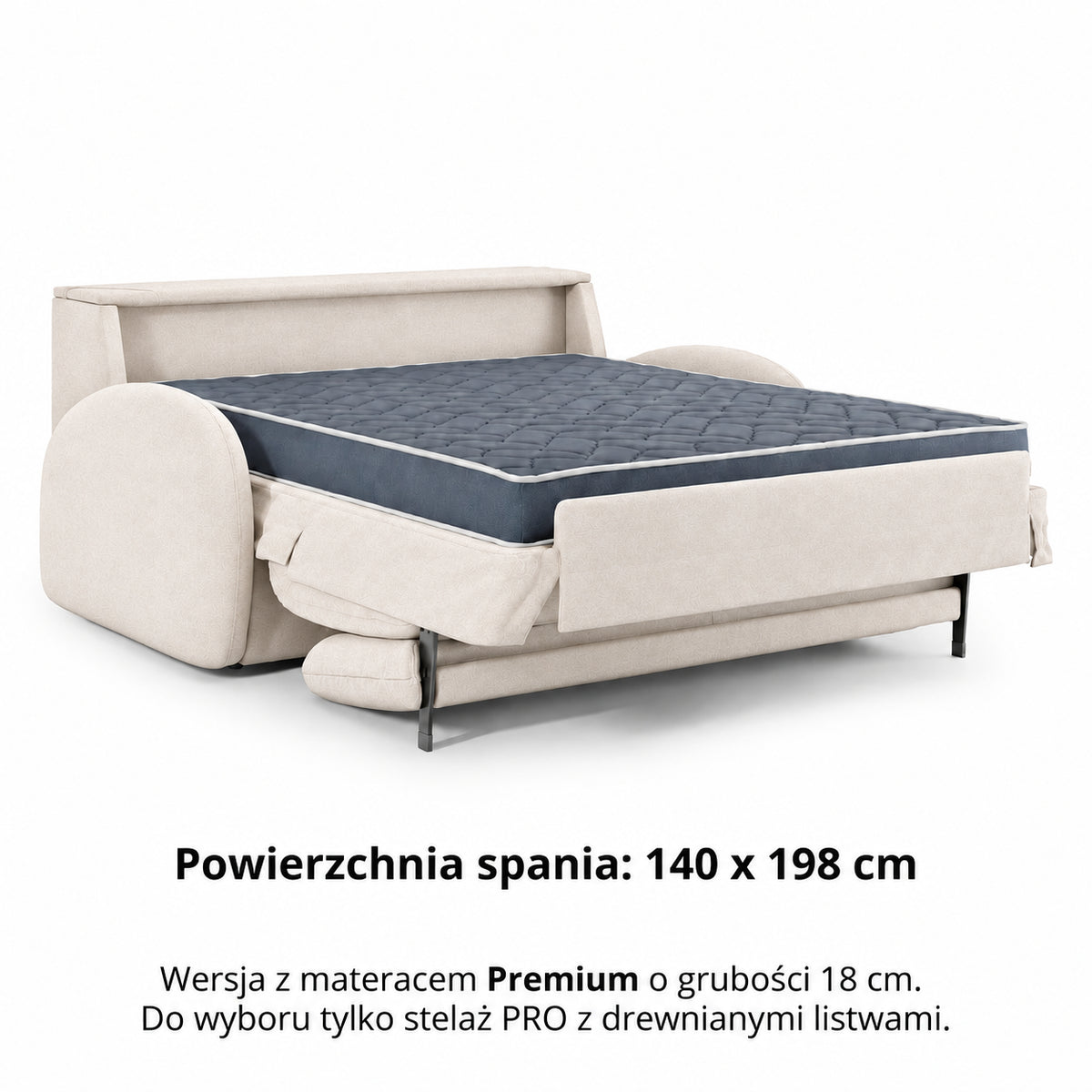 BELLA 2.5-Seater Sofa Bed with Italian Sofa Bed Mechanism, 140 cm Mattress and Bedding Storage Compartment