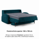 Sofa BELLA 3 osobowa z funkcją spania stelaż włoski z materacem 160 cm i pojemnikiem