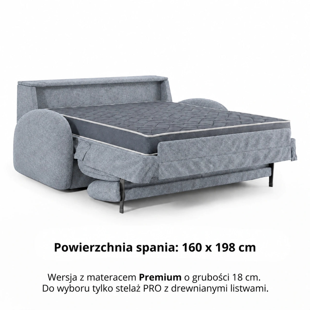 Sofa BELLA 3 osobowa z funkcją spania stelaż włoski z materacem 160 cm i pojemnikiem