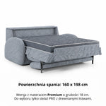 Sofa BELLA 3 osobowa z funkcją spania stelaż włoski z materacem 160 cm i pojemnikiem
