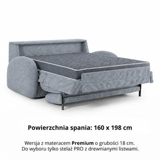 Sofa BELLA 3 osobowa z funkcją spania stelaż włoski z materacem 160 cm i pojemnikiem