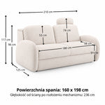 BELLA 3-seater sofa with sleeping function, Italian frame, 160 cm mattress and storage box 