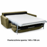 Sofa DOLLY 2,5 osobowa z funkcją spania stelaż włoski z materacem 140 cm i pojemnikiem