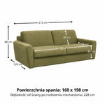 Sofa DOLLY 3 osobowa z funkcją spania stelaż włoski z materacem 160 cm i pojemnikiem