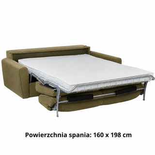 Sofa DOLLY 3 osobowa z funkcją spania stelaż włoski z materacem 160 cm i pojemnikiem