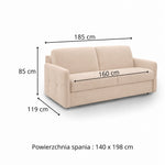 EMA 2.5 seater sofa with storage and daily sleeping function Italian frame with a 140 cm mattress