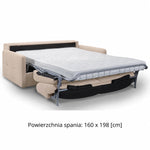 Sofa EMA 3 osobowa z pojemnikiem i funkcją spania codziennego stelaż włoski z materacem 160 cm