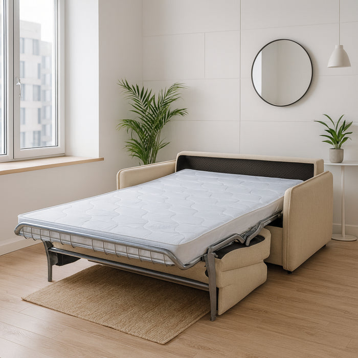 Sofa NUNO 2 osobowa z funkcją spania codziennego stelaż włoski z materacem 120 cm