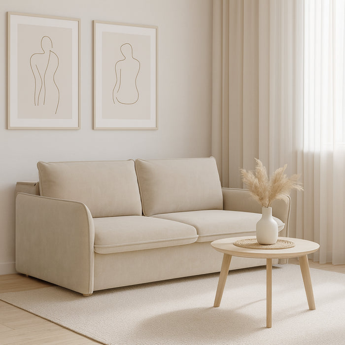 Sofa NUNO 2,5 osobowa z funkcją spania codziennego stelaż włoski z materacem 140 cm i pojemnikiem