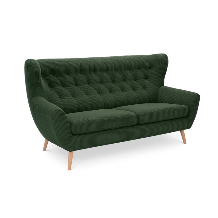 VOSS II 3-seater quilted sofa on wooden legs