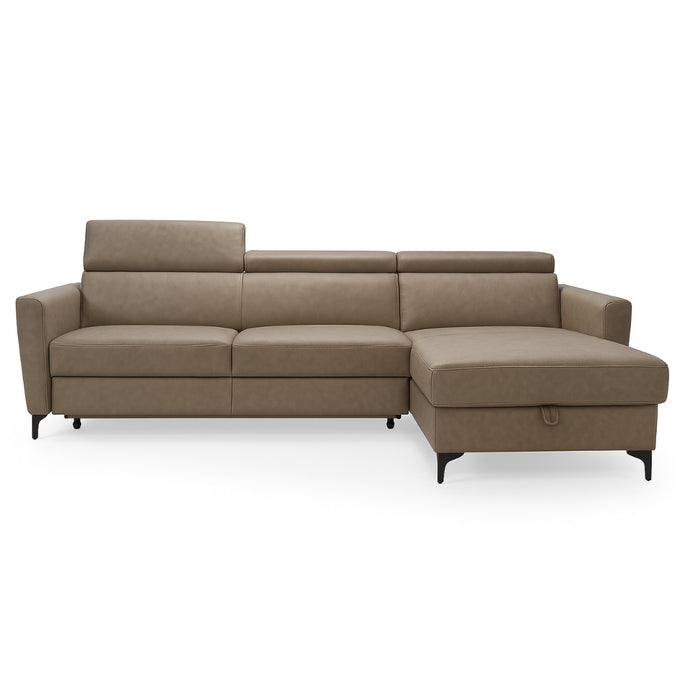 APOLLO leather corner sofa with storage and movable headrests