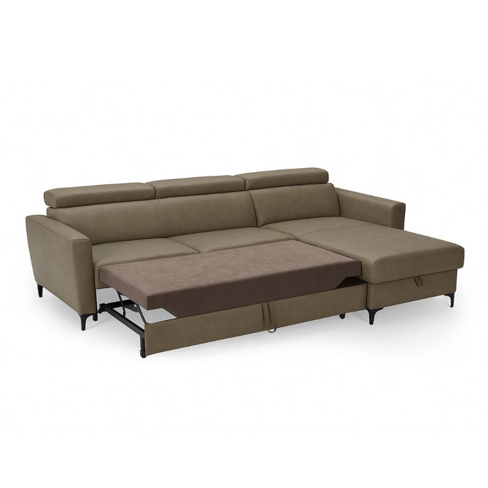 APOLLO leather corner sofa with storage and movable headrests