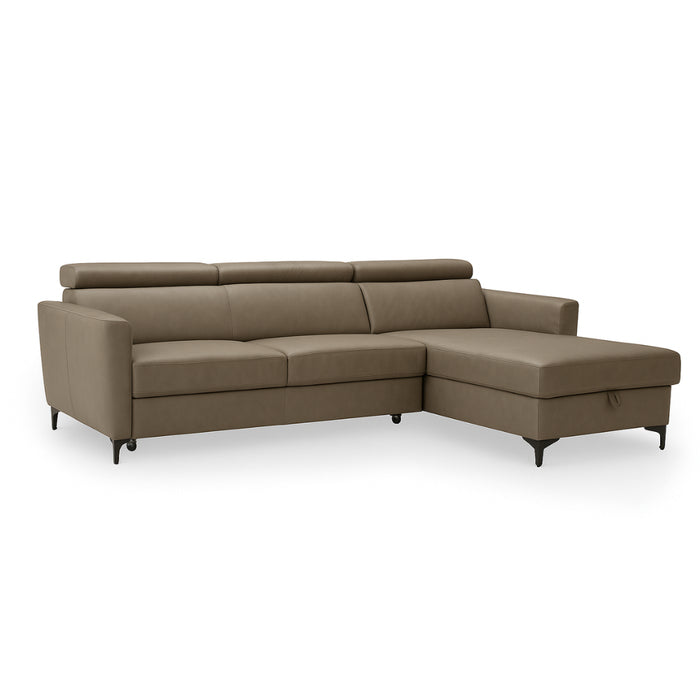 APOLLO leather corner sofa with storage and movable headrests
