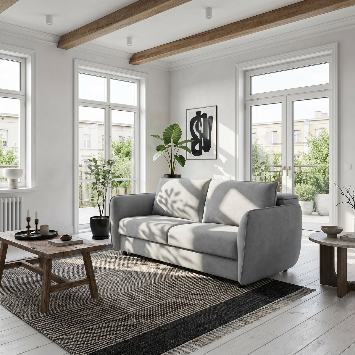 Sofa BAMBI 2,5 osobowa z funkcją spania stelaż włoski PRO z materacem 140 cm i pojemnikiem