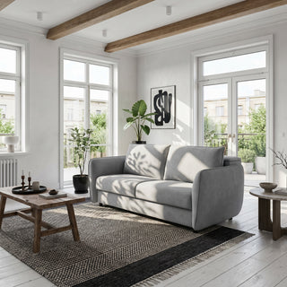 Sofa BAMBI 2,5 osobowa z funkcją spania stelaż włoski PRO z materacem 140 cm i pojemnikiem
