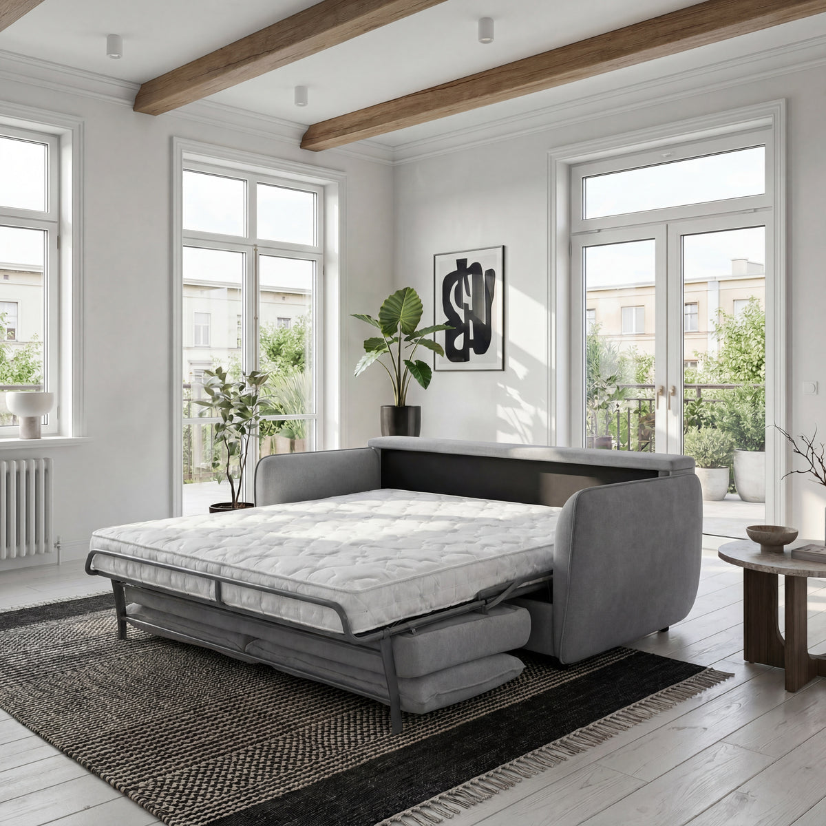 Sofa BAMBI 2,5 osobowa z funkcją spania stelaż włoski PRO z materacem 140 cm i pojemnikiem