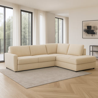 Narożnik DOLLY z otomaną funkcja spania codziennego stelaż włoski z materacem 120 cm i pojemnikiem na pościel