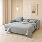 Narożnik EMA z funkcją spania codziennego stelaż włoski z materacem 140 cm i pojemnikiem na pościel