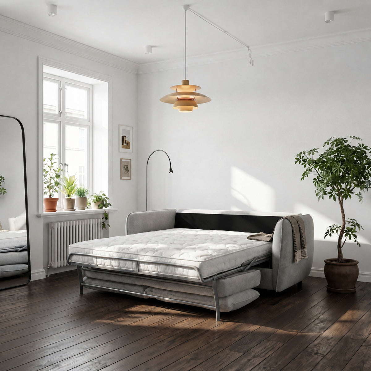 Sofa BAMBI 2,5 osobowa z funkcją spania stelaż włoski PRO z materacem 140 cm