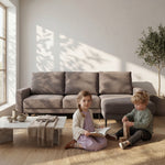 BERGEN extendable corner sofa with a container on metal legs
