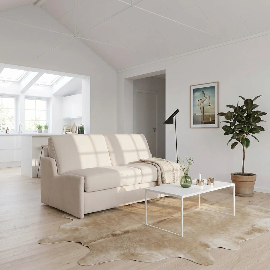 Sofa KIRA z funkcją spania codziennego stelaż włoski z materacem 120 cm i pojemnikiem