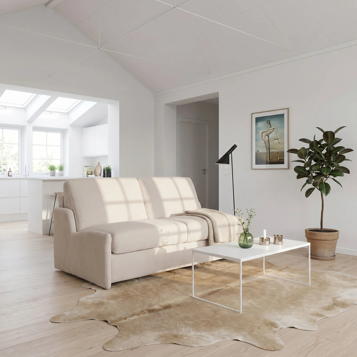 Sofa KIRA bez boków z funkcją spania codziennego stelaż włoski z materacem 120 cm