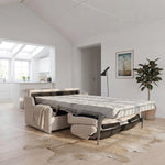 Sofa KIRA z funkcją spania codziennego stelaż włoski z materacem 120 cm i pojemnikiem