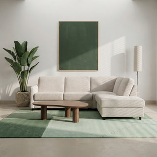 Narożnik EMA z otomaną funkcja spania codziennego stelaż włoski z materacem 120 cm i pojemnikiem na pościel