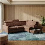 COMFY corner sofa bed with storage and movable headrests with an additional bed