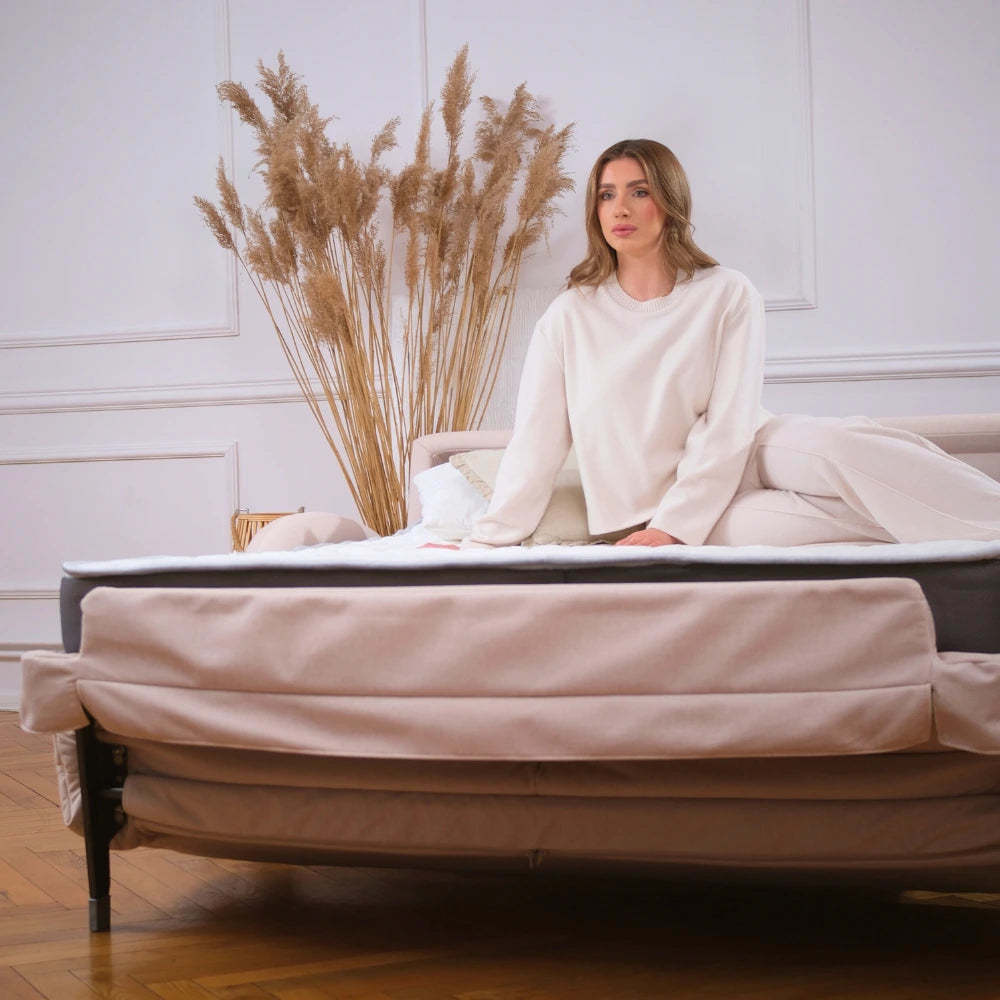Sofa BELLA 3 osobowa z funkcją spania stelaż włoski z materacem 160 cm i pojemnikiem