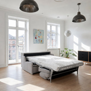 Sofa KIRA bez boków z funkcją spania codziennego stelaż włoski z materacem 120 cm i pojemnikiem