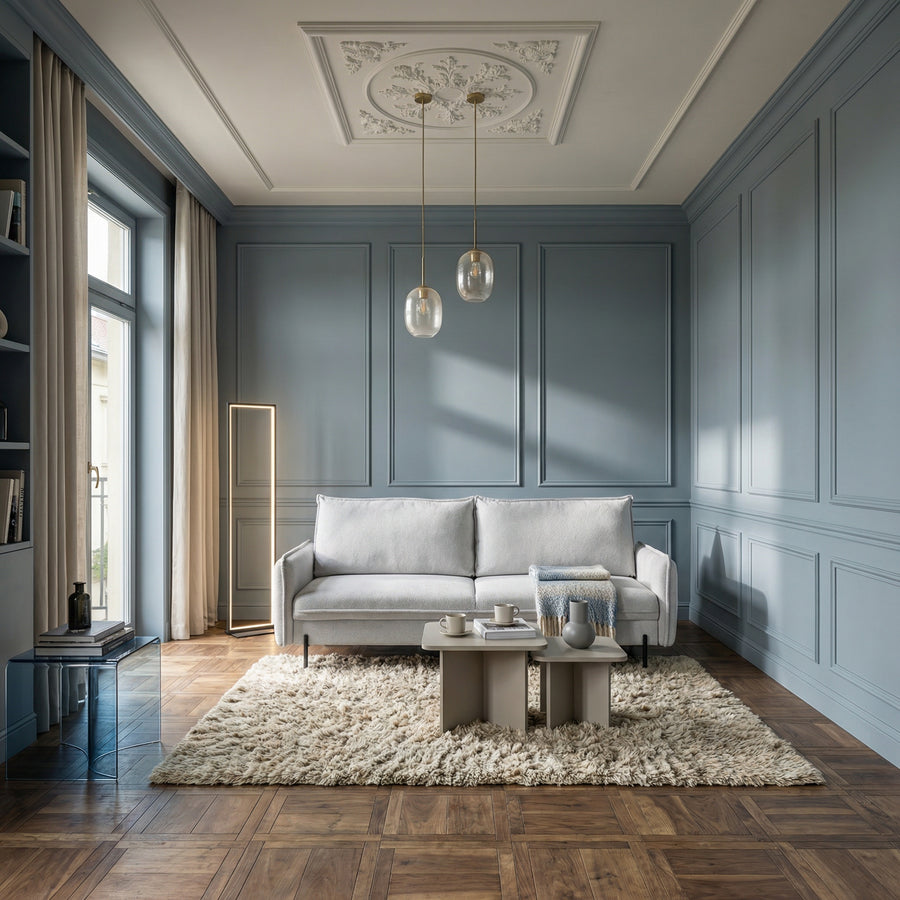 Sofa BJORK rozkładany z pojemnikiem na metalowych nóżkach