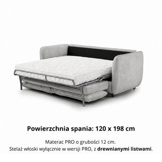 Sofa BAMBI 2 osobowa z funkcją spania stelaż włoski PRO z materacem 120 cm