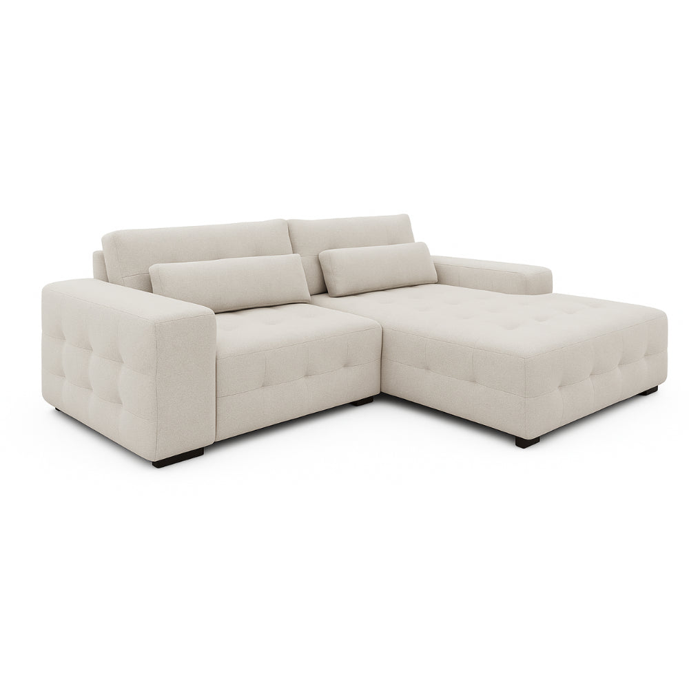 Narożnik CHANCE z funkcją spania, pojemnikiem na pościel i zestaw poduszek