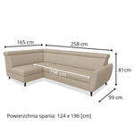 Narożnik COMFY rozkładany z pojemnikiem i ruchomymi zagłówkami