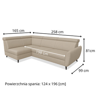 COMFY extendable corner sofa with storage and movable headrests