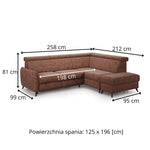 COMFY corner sofa bed with storage and movable headrests with an additional bed