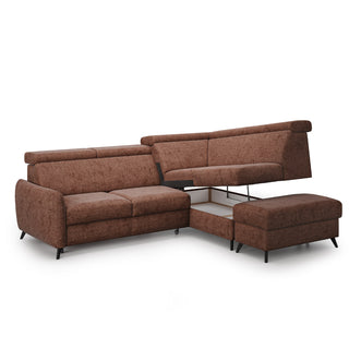 Narożnik COMFY rozkładany z pojemnikiem i ruchomymi zagłówkami z dostawką