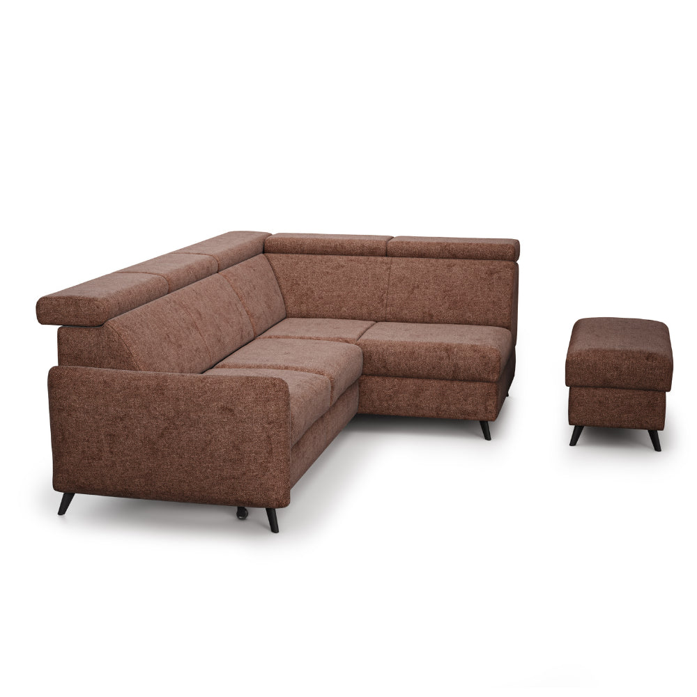 Narożnik COMFY rozkładany z pojemnikiem i ruchomymi zagłówkami z dostawką