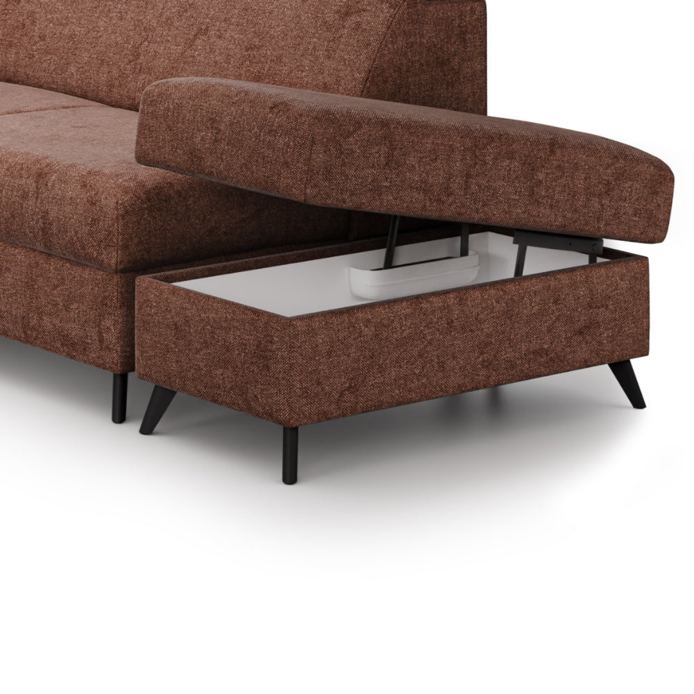 Pufa COMFY ze skrzynką po siedziskiem na metalowych nóżkach