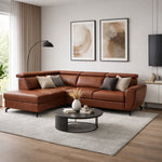 DUE corner sofa with sleeping function, storage space and movable headrests
