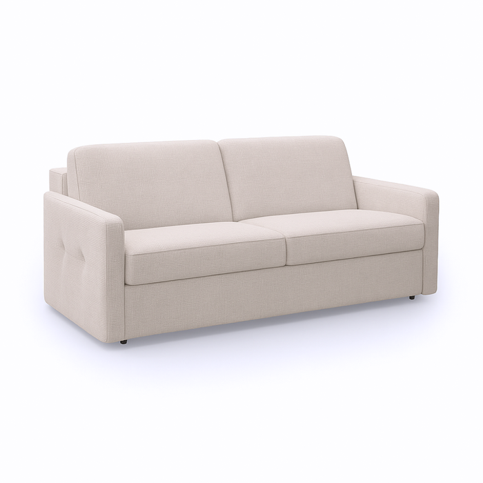 Sofa EMA 3 osobowa z funkcją spania codziennego stelaż włoski z materacem 160 cm i pojemnikiem na pościel