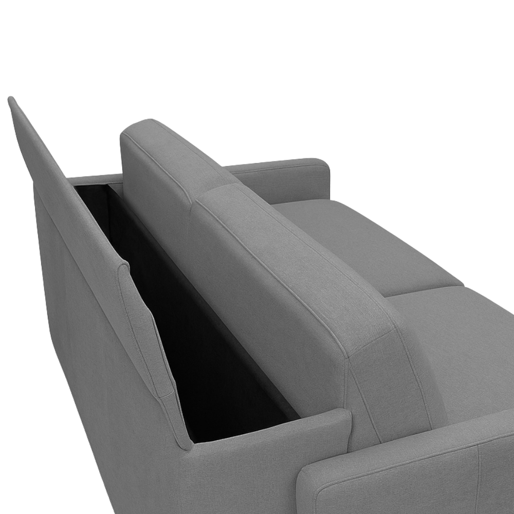 Sofa EMA 3 osobowa z funkcją spania codziennego stelaż włoski z materacem 160 cm i pojemnikiem na pościel