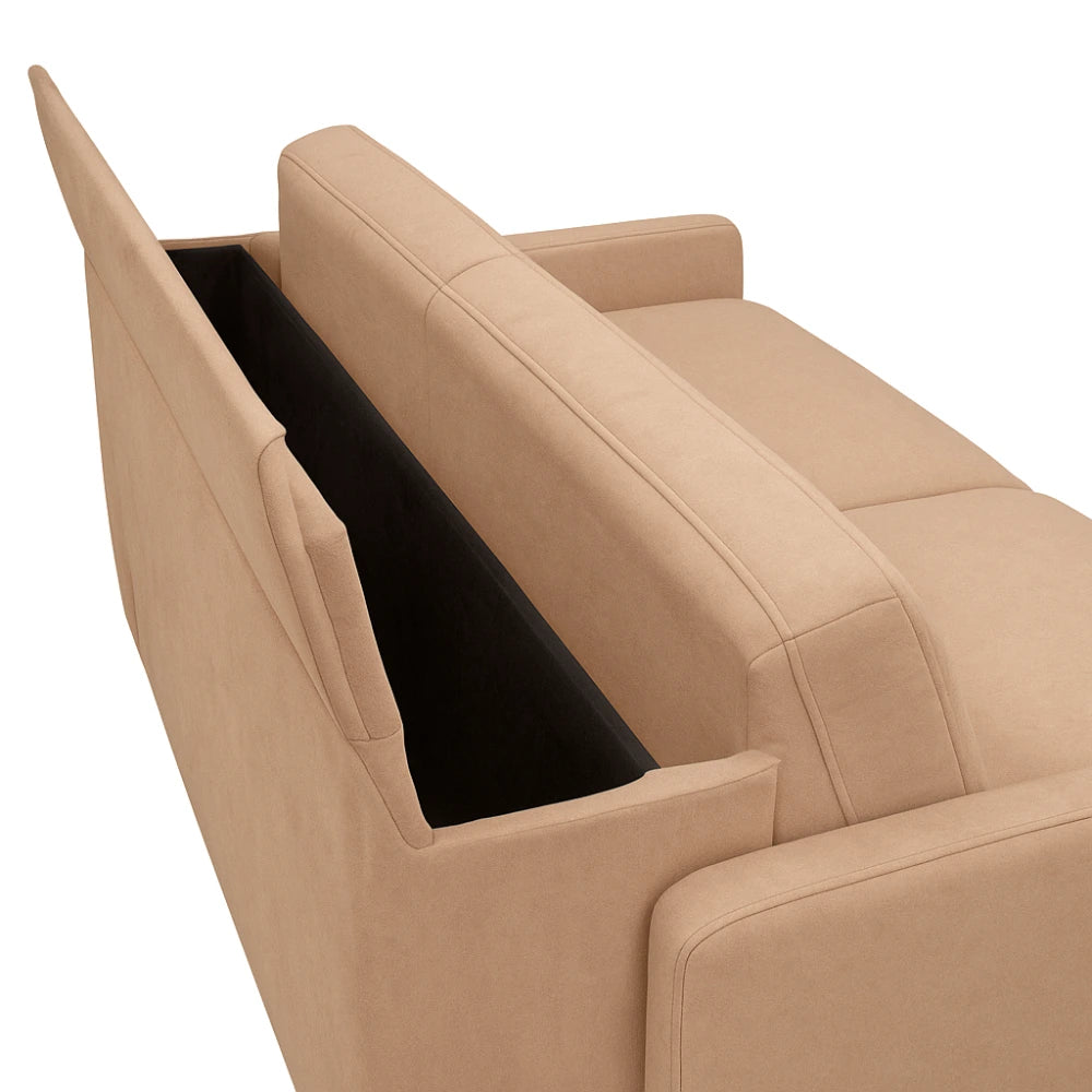 Sofa EMA 2,5 osobowa z funkcją spania codziennego stelaż włoski z materacem 140 cm i pojemnikiem na pościel