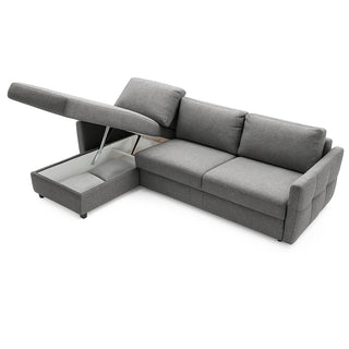 Narożnik EMA z funkcją spania codziennego stelaż włoski standard z materacem 160cm i pojemnikiem na pościel