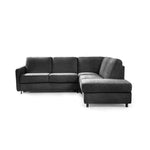 Narożnik EMA z otomaną funkcja spania codziennego stelaż włoski z materacem 120 cm i pojemnikiem na pościel